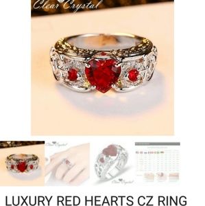 Sz 9 White gold filled AAA CZ heart ring